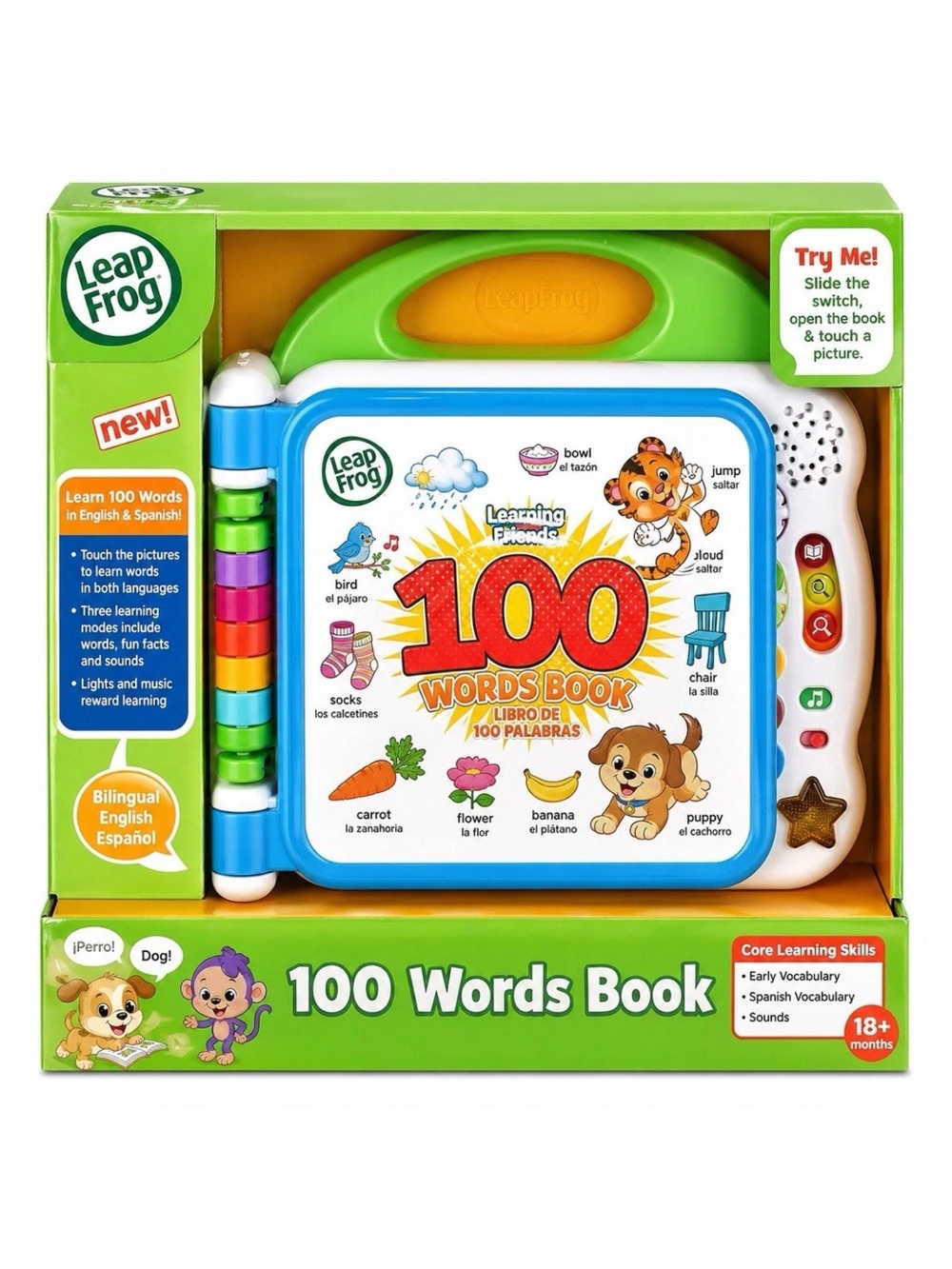 LeapFrog 100 Words Book - Green and Blue Bilingual Learning Toy